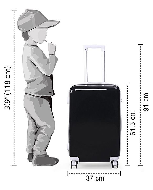 Pine Kids Trolley Luggage Bags Black - 22 inch| Shock Resistant| Telescopic Handle| Water Resistant| Easy Zipper Closure| Durable Wheels| Number Lock