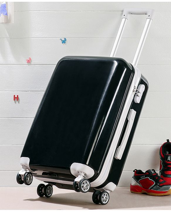Pine Kids Trolley Luggage Bags Black - 22 inch| Shock Resistant| Telescopic Handle| Water Resistant| Easy Zipper Closure| Durable Wheels| Number Lock