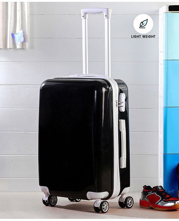 Pine Kids Trolley Luggage Bags Black - 22 inch| Shock Resistant| Telescopic Handle| Water Resistant| Easy Zipper Closure| Durable Wheels| Number Lock