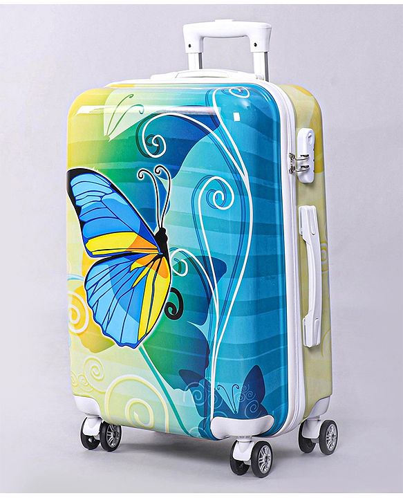 Pine Kids Trolley Luggage Bags Blue - 22 inch| Shock Resistant| Telescopic Handle| Water Resistant| Easy Zipper Closure| Durable Wheels| Number Lock