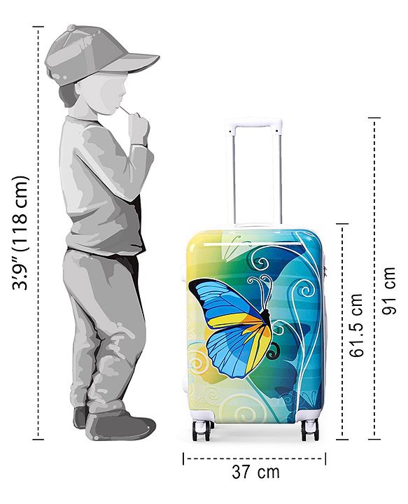 Pine Kids Trolley Luggage Bags Blue - 22 inch| Shock Resistant| Telescopic Handle| Water Resistant| Easy Zipper Closure| Durable Wheels| Number Lock