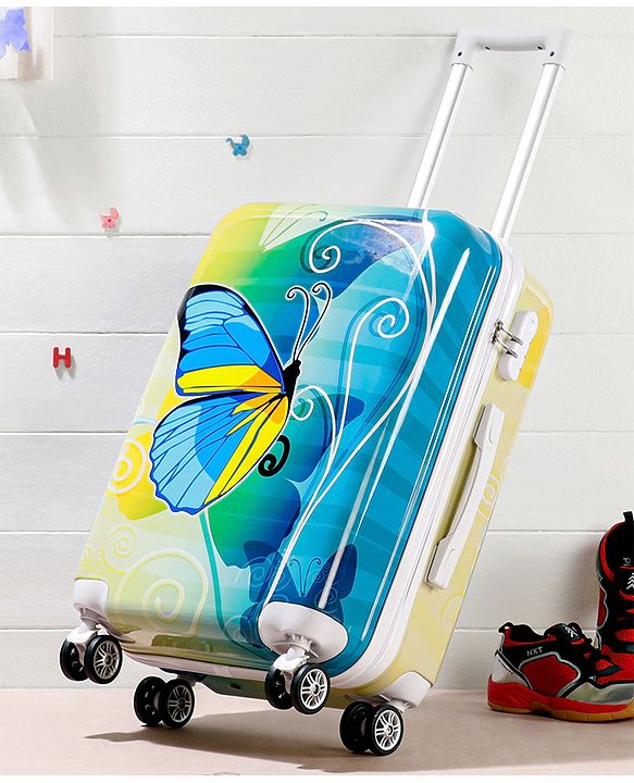 Pine Kids Trolley Luggage Bags Blue - 22 inch| Shock Resistant| Telescopic Handle| Water Resistant| Easy Zipper Closure| Durable Wheels| Number Lock