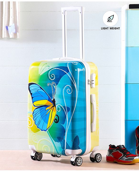 Pine Kids Trolley Luggage Bags Blue - 22 inch| Shock Resistant| Telescopic Handle| Water Resistant| Easy Zipper Closure| Durable Wheels| Number Lock