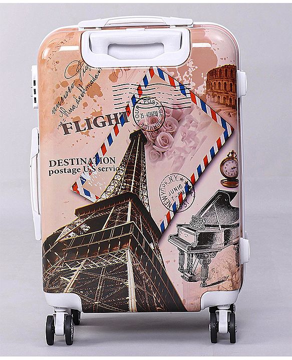Pine Kids Trolley Luggage Bags Brown - 22 inch| Shock Resistant| Telescopic Handle| Water Resistant| Easy Zipper Closure| Durable Wheels| Number Lock