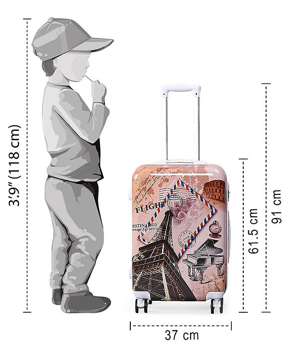Pine Kids Trolley Luggage Bags Brown - 22 inch| Shock Resistant| Telescopic Handle| Water Resistant| Easy Zipper Closure| Durable Wheels| Number Lock