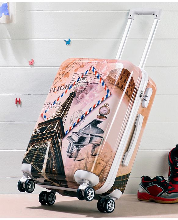 Pine Kids Trolley Luggage Bags Brown - 22 inch| Shock Resistant| Telescopic Handle| Water Resistant| Easy Zipper Closure| Durable Wheels| Number Lock