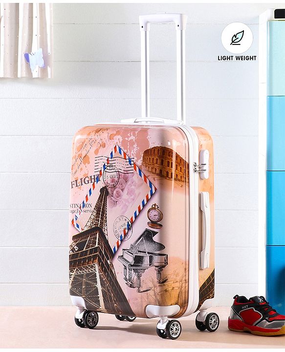 Pine Kids Trolley Luggage Bags Brown - 22 inch| Shock Resistant| Telescopic Handle| Water Resistant| Easy Zipper Closure| Durable Wheels| Number Lock