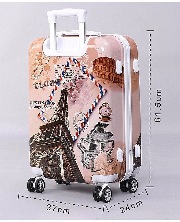 Pine Kids Trolley Luggage Bags Brown - 22 inch| Shock Resistant| Telescopic Handle| Water Resistant| Easy Zipper Closure| Durable Wheels| Number Lock