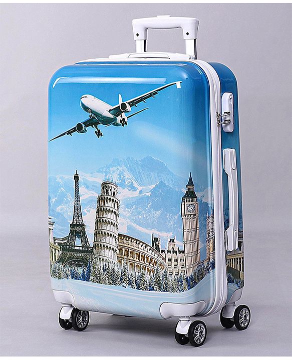 Pine Kids Trolley Luggage Bags Blue - 22 inch| Shock Resistant| Telescopic Handle| Water Resistant| Easy Zipper Closure| Durable Wheels| Number Lock