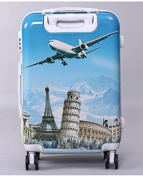 Pine Kids Trolley Luggage Bags Blue - 22 inch| Shock Resistant| Telescopic Handle| Water Resistant| Easy Zipper Closure| Durable Wheels| Number Lock