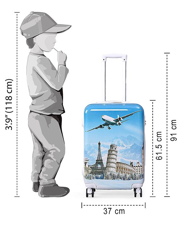 Pine Kids Trolley Luggage Bags Blue - 22 inch| Shock Resistant| Telescopic Handle| Water Resistant| Easy Zipper Closure| Durable Wheels| Number Lock