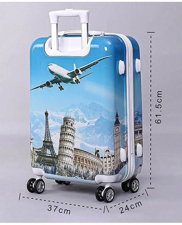 Pine Kids Trolley Luggage Bags Blue - 22 inch| Shock Resistant| Telescopic Handle| Water Resistant| Easy Zipper Closure| Durable Wheels| Number Lock