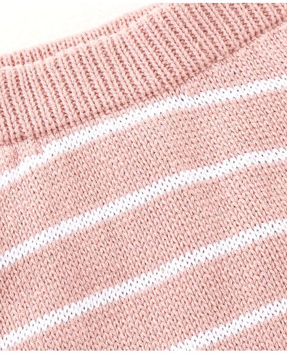 Babyhug 100% Organic Cotton Fleece Striped Lounge Pant - Pink