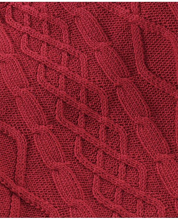 Babyhug 100% Organic Cotton Full Sleeves Cable Knit Sweater- Red