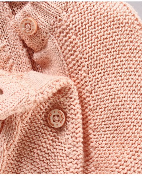 Babyhug Cotton Knit Full Sleeves Cable Knit Sweater - Pink