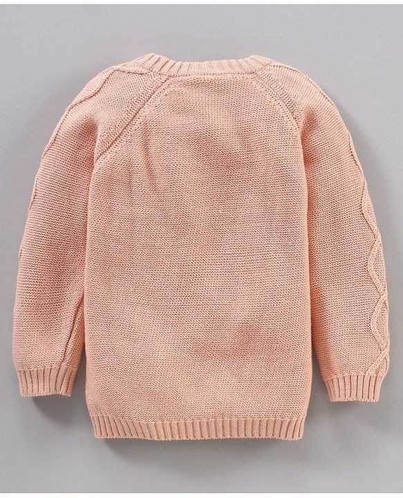 Babyhug Cotton Knit Full Sleeves Cable Knit Sweater - Pink