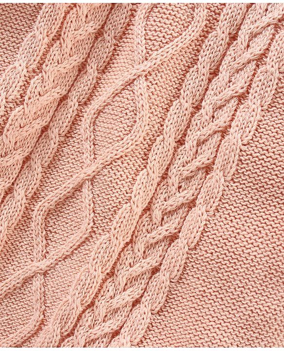 Babyhug Cotton Knit Full Sleeves Cable Knit Sweater - Pink
