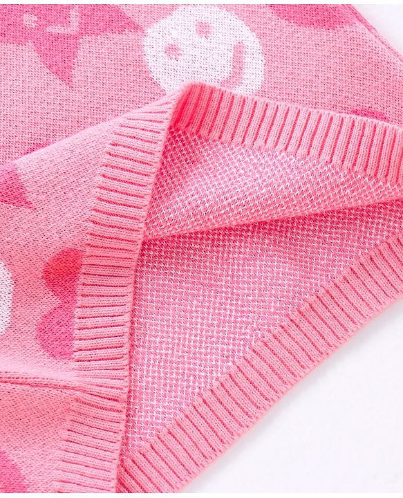 Babyhug 100% Organic Cotton Full Sleeves Pullovers Smily Design - Pink