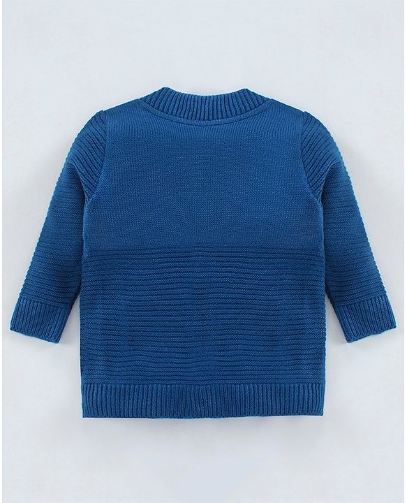 Babyhug Full Sleeves Jacket With Fox Patch - Navy Blue
