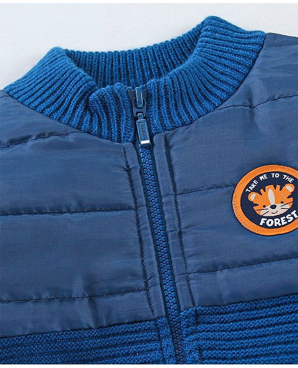 Babyhug Full Sleeves Jacket With Fox Patch - Navy Blue