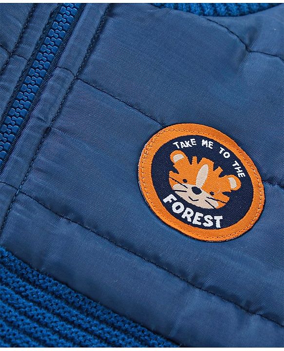 Babyhug Full Sleeves Jacket With Fox Patch - Navy Blue