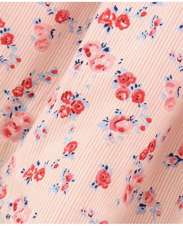 Babyhug Cotton Short Sleeves One-Piece Frock Floral Print - Pink