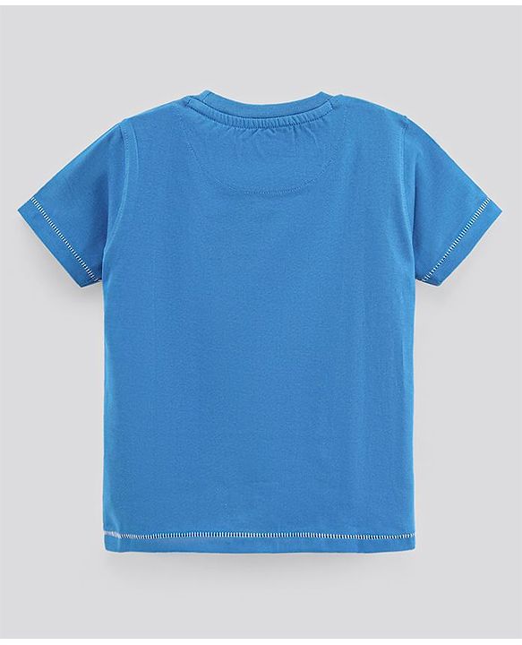 Pine Kids Half Sleeves Biowashed T-Shirt Text Print - Blue