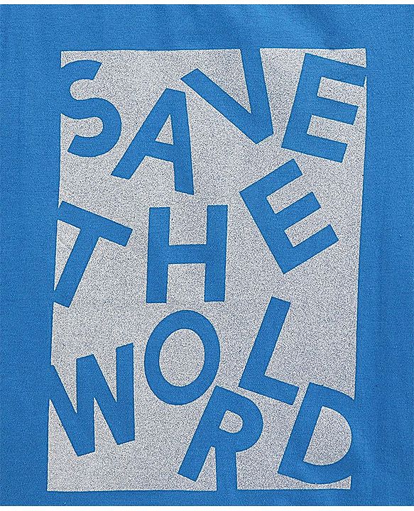 Pine Kids Half Sleeves Biowashed T-Shirt Text Print - Blue