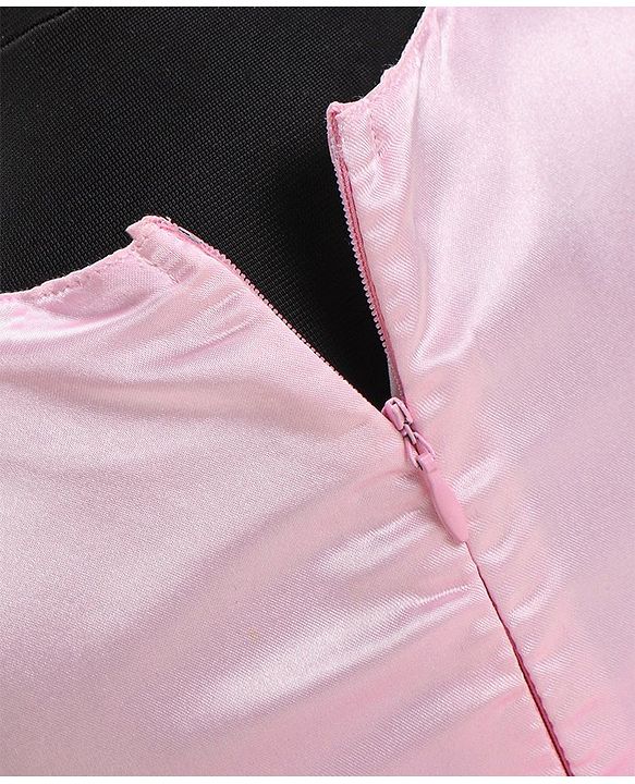 Babyhug Cap Sleeves Soft Satin and Mesh Party Wear Frock - Baby Pink