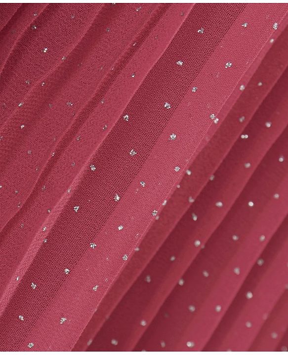 Babyhug Sleeveless Pleated Party Wear Frock with Corsage - Red