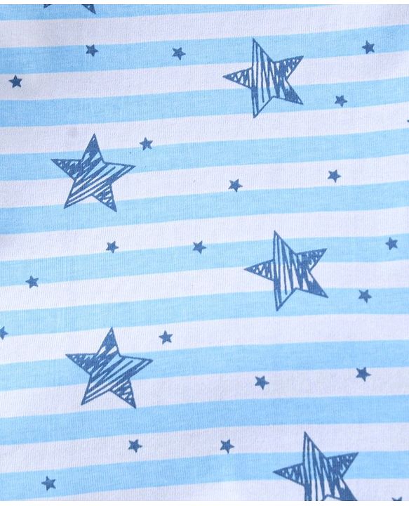 Babyhug Full Sleeves Night Suit Stripes & Star Print - White