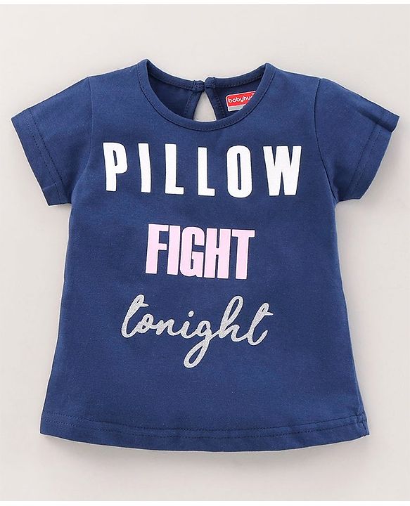 Babyhug Cotton Half Sleeves Night Suit Text Print - Blue