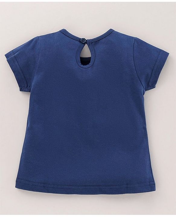 Babyhug Cotton Half Sleeves Night Suit Text Print - Blue