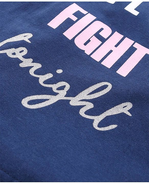 Babyhug Cotton Half Sleeves Night Suit Text Print - Blue