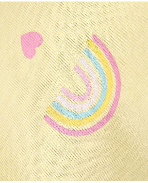 Babyhug Cotton Knit Full Sleeves Night Suit Rainbow Print - Yellow