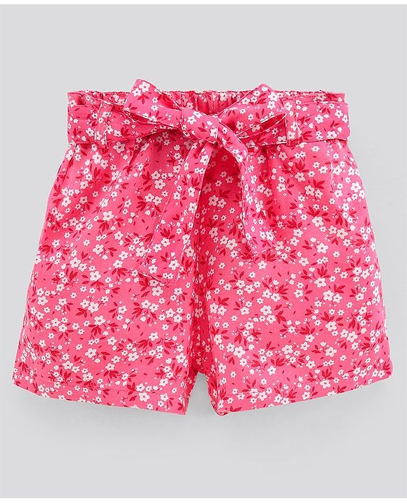 Pine Kids Softene Wash Shorts Floral Print- Pink