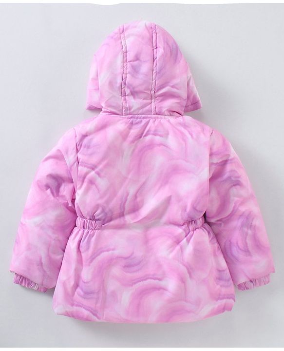 Babyhug Full Sleeves Hooded Fashion Heavy Winter Printed Jacket - Pink