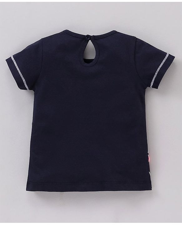 Babyhug Half Sleeves Night Suit Sleepy Friends Print - Navy Blue Pink