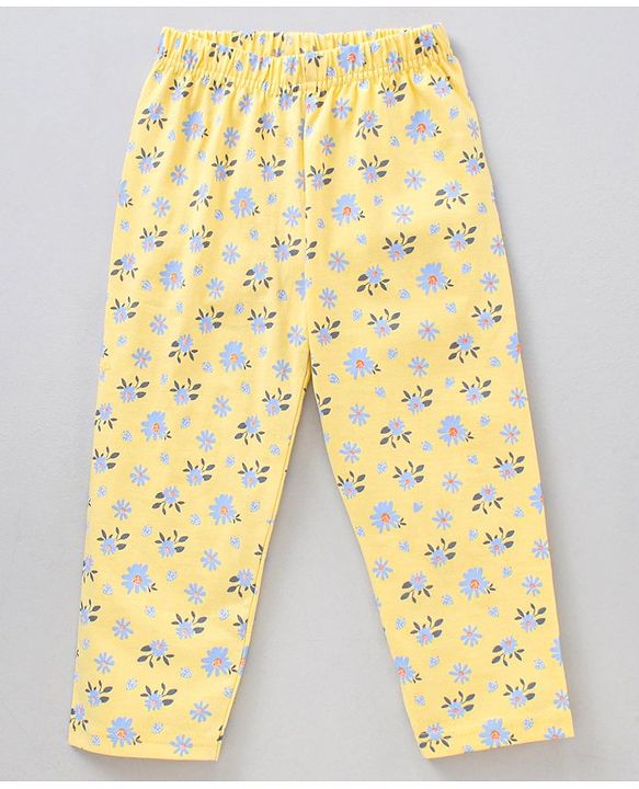 Babyhug Cap Sleeves Top & Capri Set Floral Print- Yellow
