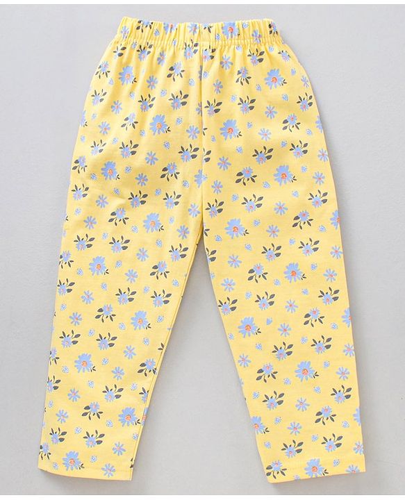 Babyhug Cap Sleeves Top & Capri Set Floral Print- Yellow