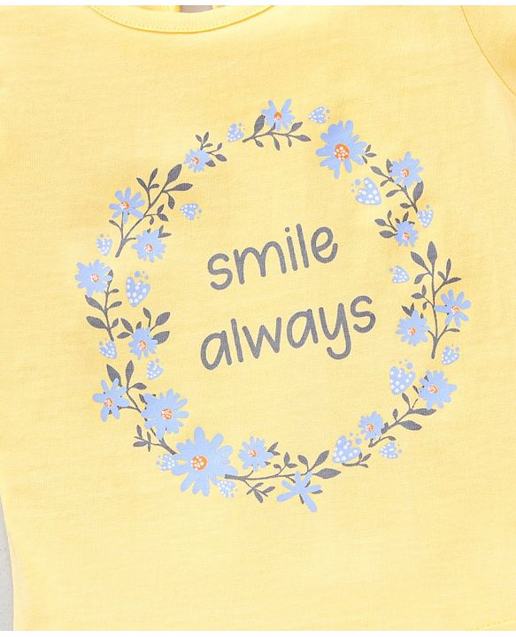 Babyhug Cap Sleeves Top & Capri Set Floral Print- Yellow