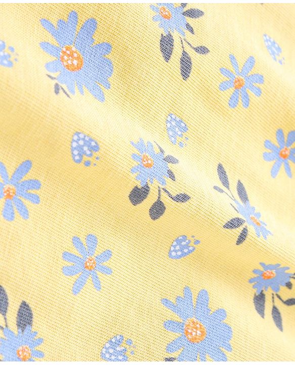 Babyhug Cap Sleeves Top & Capri Set Floral Print- Yellow