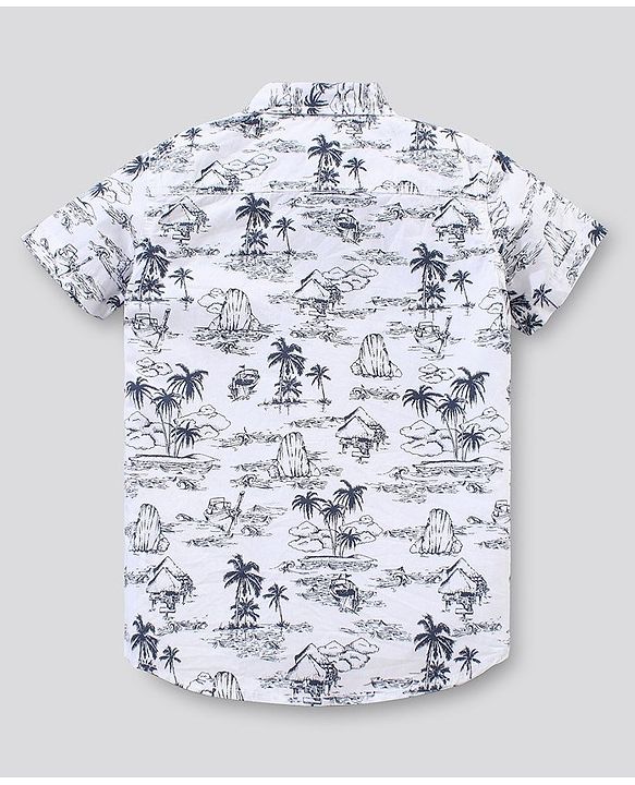 Pine Kids Half Sleeves Shirt Printed - White