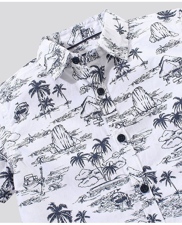 Pine Kids Half Sleeves Shirt Printed - White