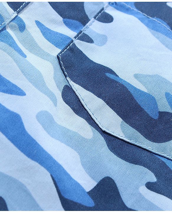 Pine Kids Half Sleeves Shirt Camouflage Print - Blue