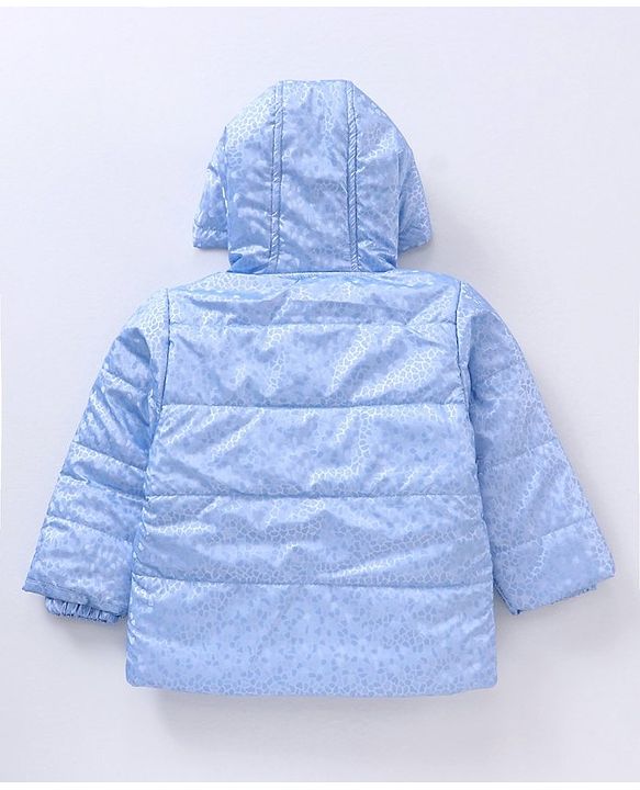 Babyhug Full Sleeves Dots Printed Winter Wear Hooded Jacket - Blue