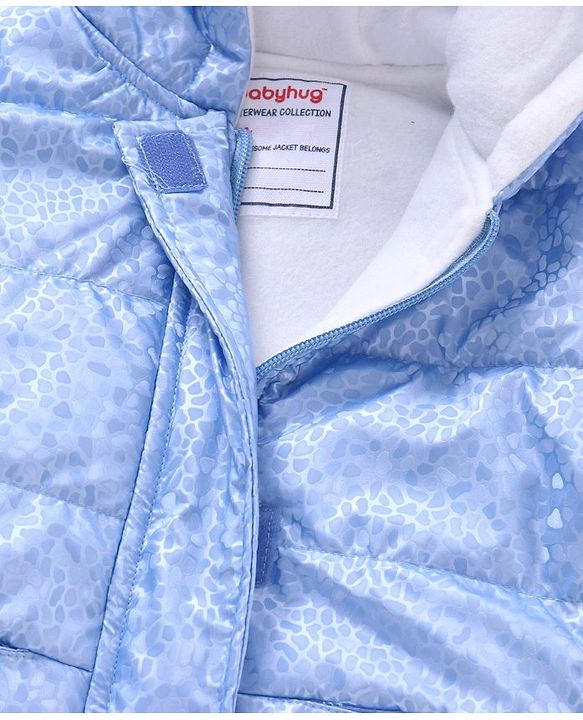 Babyhug Full Sleeves Dots Printed Winter Wear Hooded Jacket - Blue