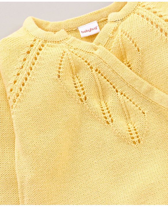 Babyhug 100% Organic Cotton Full Sleeves Sweater Set Schifilli Design - Yellow