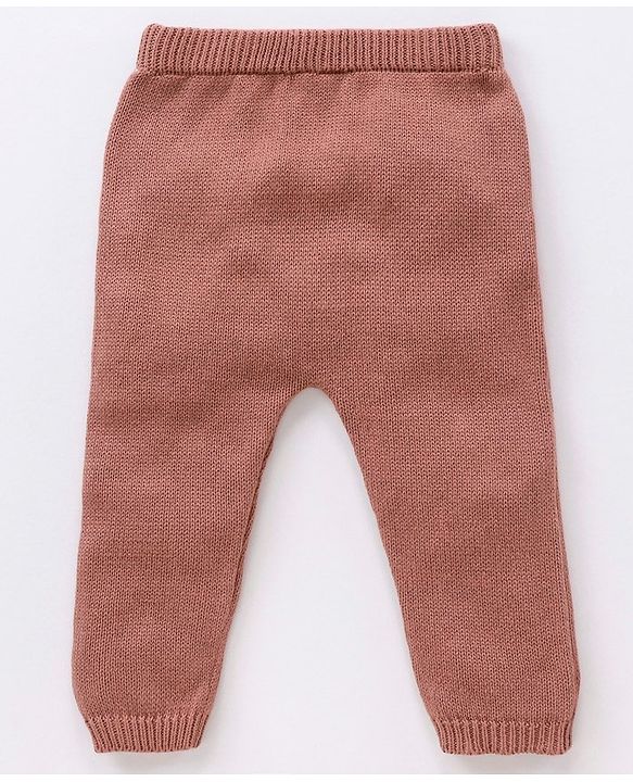 Babyhug 100% Organic Cotton Full Sleeves Sweater & Lounge Pant With Cap Solid Colour- Brown