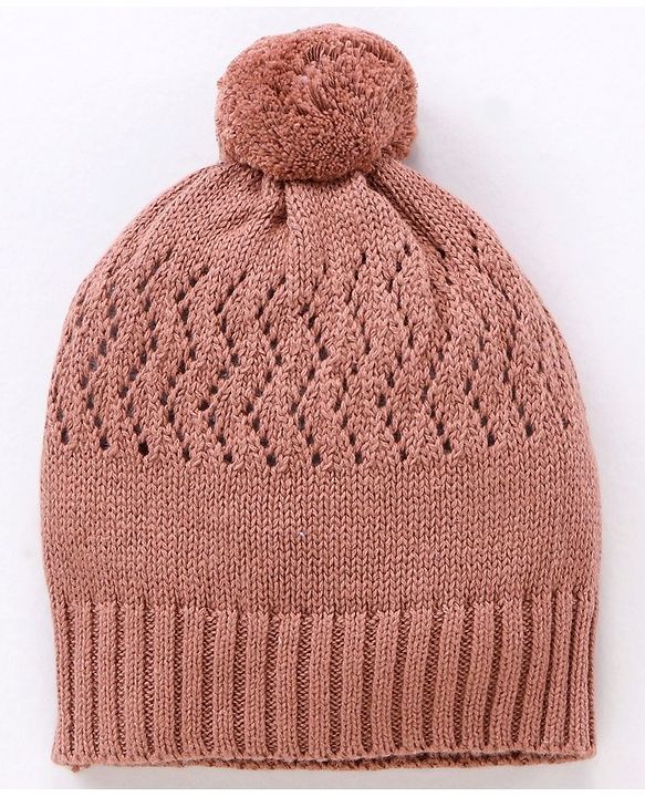 Babyhug 100% Organic Cotton Full Sleeves Sweater & Lounge Pant With Cap Solid Colour- Brown
